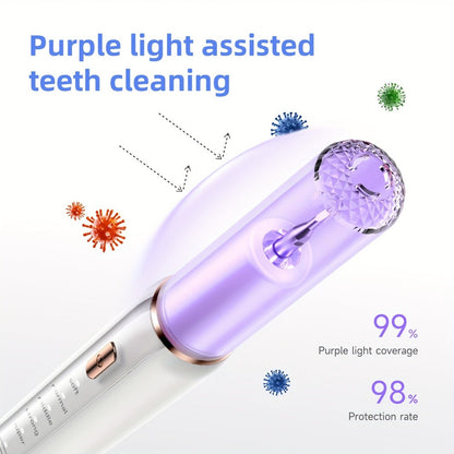Interdental Plaque Remover with LED Light, Electric Teeth Cleaner, 5 Cleaning Modes, 2 Replacement Heads