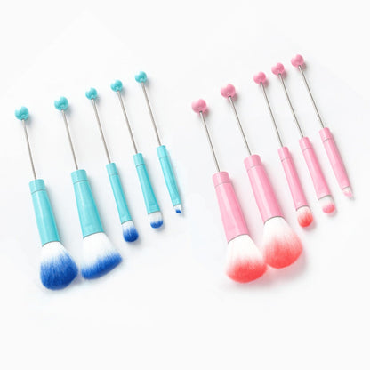 Makeup Brush Set, 10-Piece Bead-Ready ABS Handle Collection with Polyester Bristles and Eleven Color Options