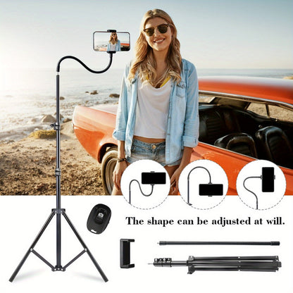 63-Inch Floor Phone Tripod with Two Checkout Models, Adjustable Holder and Optional Gooseneck Arm