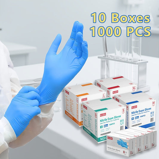 Nitrile Disposable Gloves 1000 Count (10 Boxes), 6.5 Mil Thickened Blue Nitrile Gloves, Latex-Free Powder-Free, Tear-Resistant, for Kitchen Cleaning, Food Handling, Hair Dyeing, Medical & Industrial Use