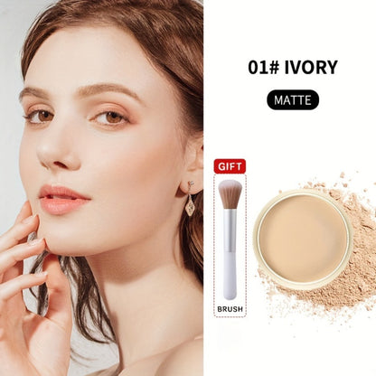 Oil Control Setting Powder Kit with Concealer Puff & Brush — Wet & Dry Dual Formula, Water-Resistant extended-wear Matte Finish Face