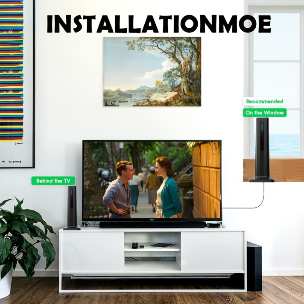TV Antenna with Magnetic Vertical Base, 16-Foot Coaxial Cable, USB Amplifier and One or Two-Pack Options