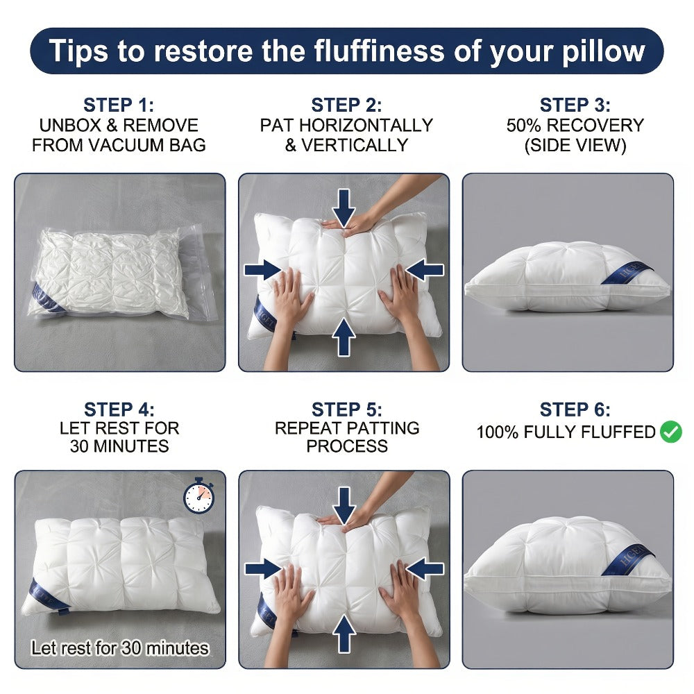 Two-Piece Bed Pillow Set in Six Colors and Queen or King Checkout Sizes for Bedroom Use for Home and Everyday Use