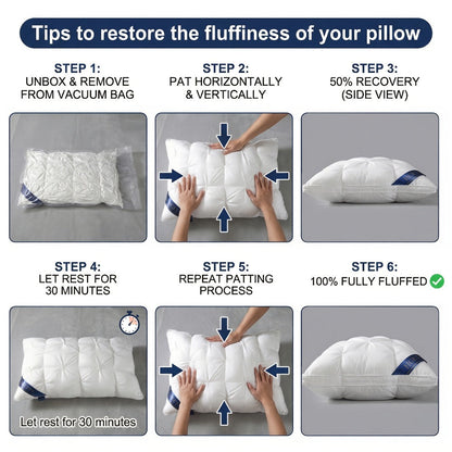 Two-Piece Bed Pillow Set in Six Colors and Queen or King Checkout Sizes for Bedroom Use for Home and Everyday Use