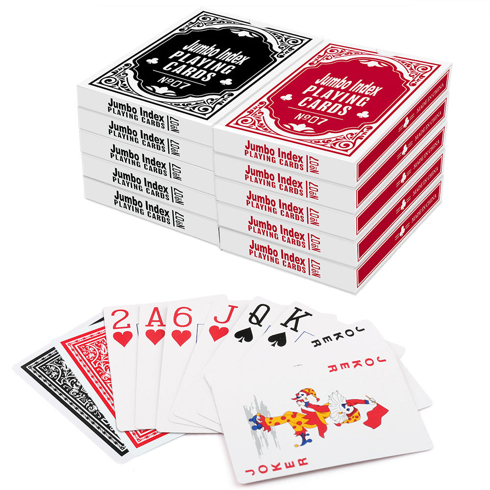 Ten-Deck Jumbo Index Playing Card Set with Five Black and Five Red Poker-Size Decks for Table Games