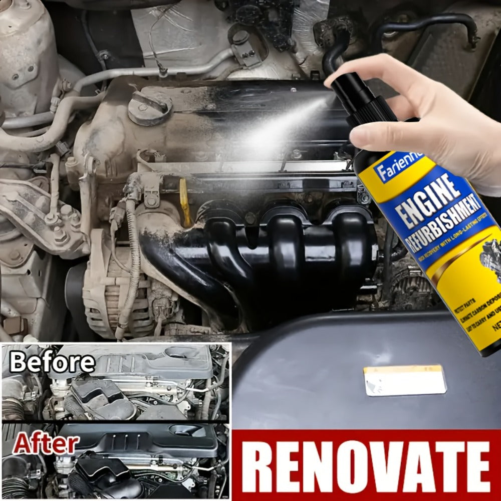 Engine Compartment Restorer Spray 3.38oz with Sponge – Engine Bay Refurbishing Agent, Polishing & Cleaning Spray, Extends Service Life – Fits All Vehicles