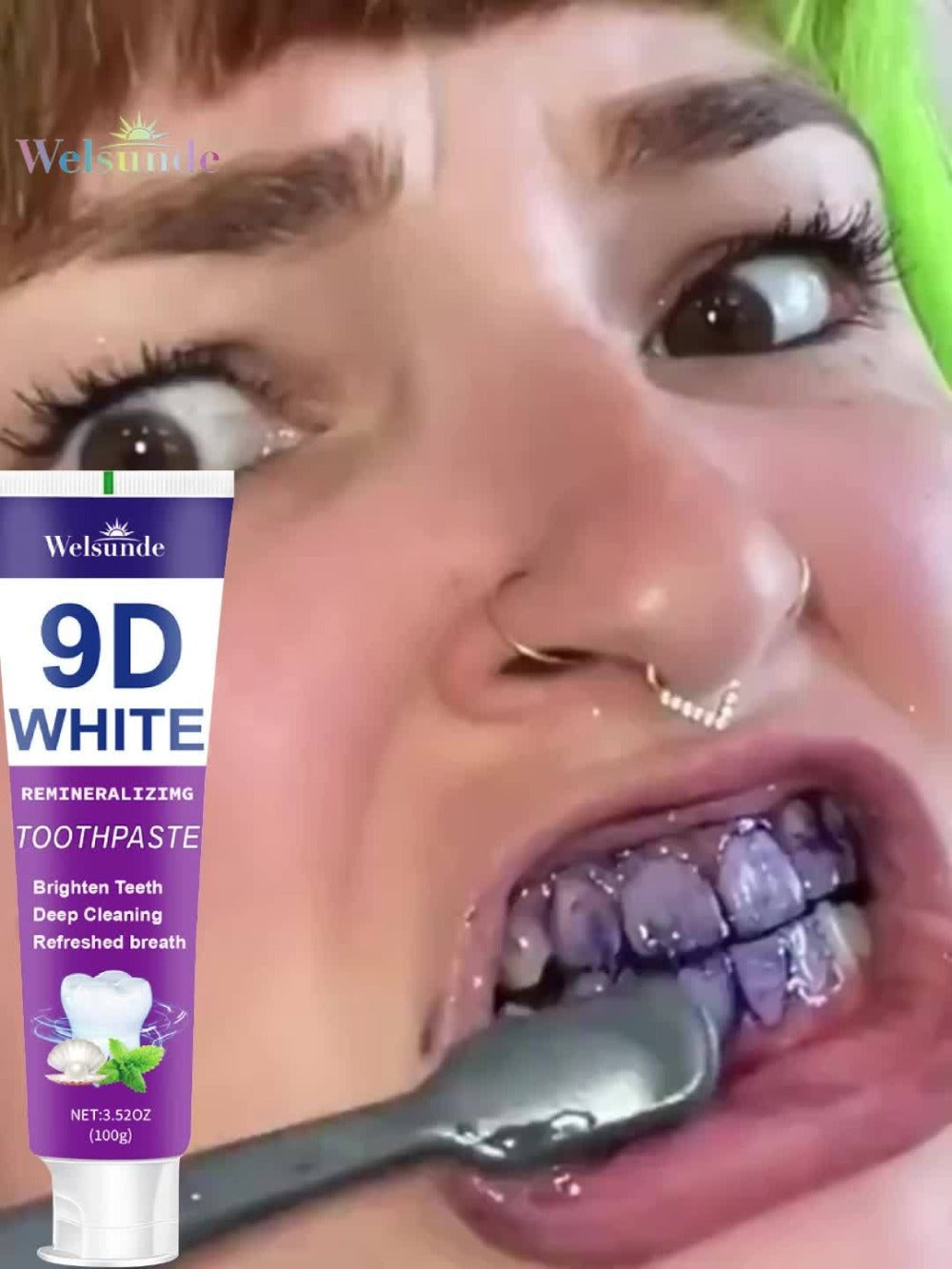 Four-Pack 100g Purple Mint Toothpaste Tubes with 9D Label Design and 400g Total Listed Quantity