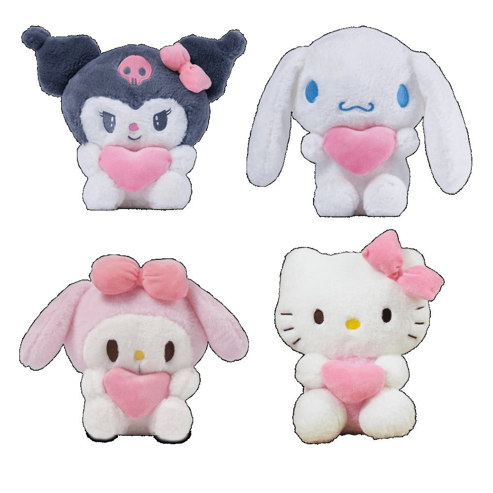 Plush Toy Heart-Holding Character Set with Five Pieces and Four Style Choices for Character Display, Room Decor and Gift Presentation