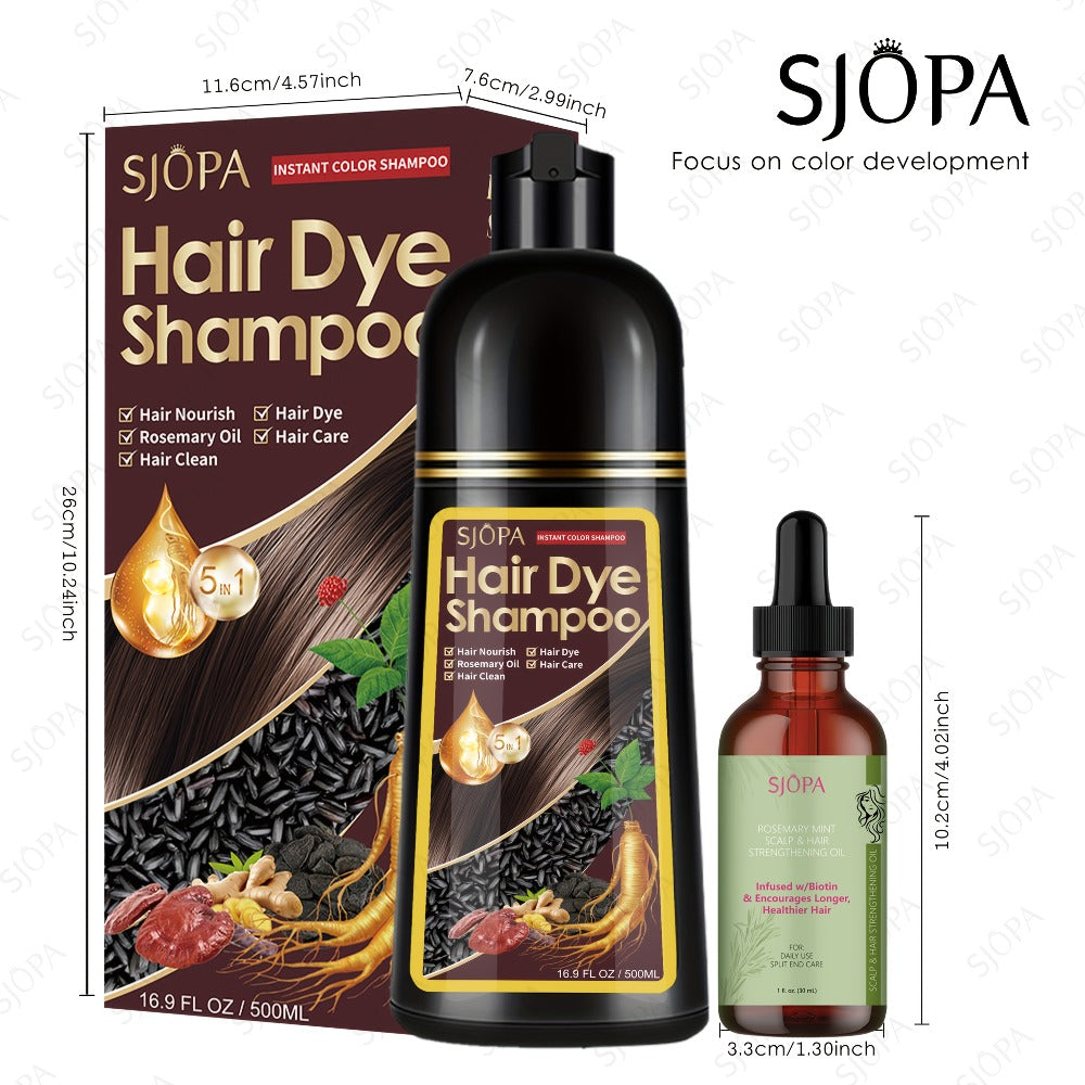 Hair Dye Coloring Shampoo 5-in-1 Upgraded with Hibiscus Oil, Squalane & Glycerin - Quick Color & Nourishing, Gentle Skin-Safe Formula, 12 Shades for Women & Men, Extra Large 500ml / 16.91oz