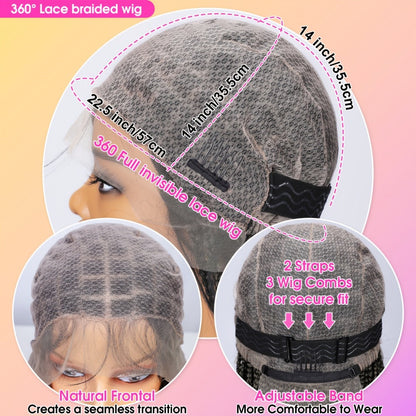 Thirty-Six-Inch Bohemian Square-Braid Wig with Curly Ends and Four Black, Blonde or Burgundy Options