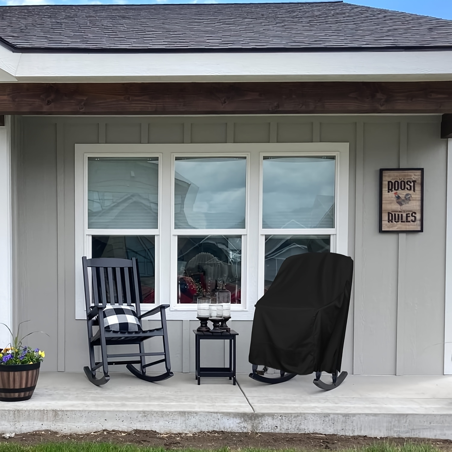 Two-Pack Swivel Patio Chair Covers in Black, 27.5 x 32.5 x 43 Inches for Outdoor Furniture