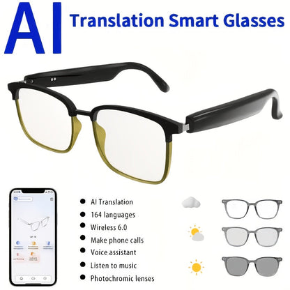 Smart Glasses Translation Eyewear with 160 Listed Languages, Open-Ear Audio and Four Frame Options