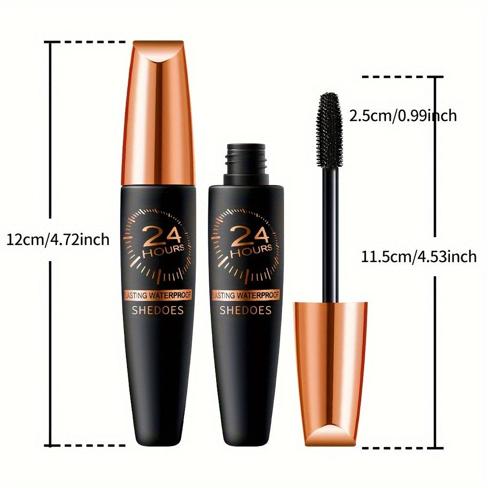 Black Mascara Three-Piece Set with Tapered Tubes, Copper-Color Caps and Black Bristle Applicator Wands