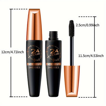 Black Mascara Three-Piece Set with Tapered Tubes, Copper-Color Caps and Black Bristle Applicator Wands