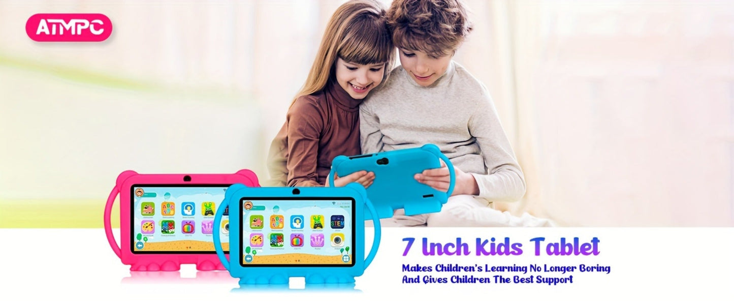 Kids Tablet 7 Inch with Android 14, 2GB RAM, 32GB Built-In Storage, Dual Cameras and Protective Case