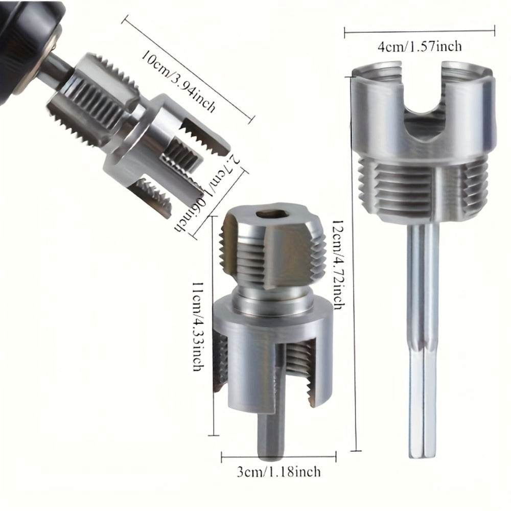 Pipe Threading Tool Set 3 Piece Heavy Duty Alloy 1/2 3/4 1 Inch Internal External Thread Tap Drill Compatible for PVC PPR MPP Pipe Installation