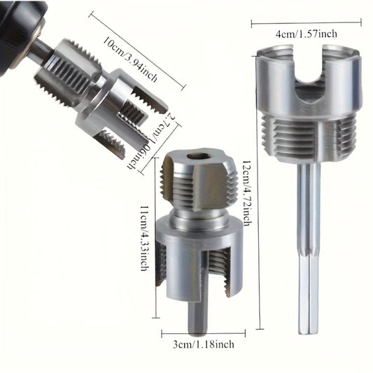 Pipe Threading Tool Set 3 Piece Heavy Duty Alloy 1/2 3/4 1 Inch Internal External Thread Tap Drill Compatible for PVC PPR MPP Pipe Installation