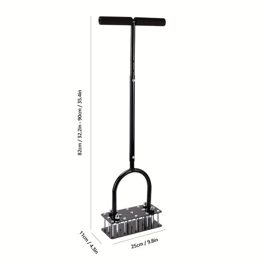 Self-Cleaning Lawn Aerator with 14 Iron Spikes - Spring-Loaded Auto-Clean Mechanism for Leaves & Dirt, Manual Soil Loosening Tool for Patio, Yard & Garden Aeration