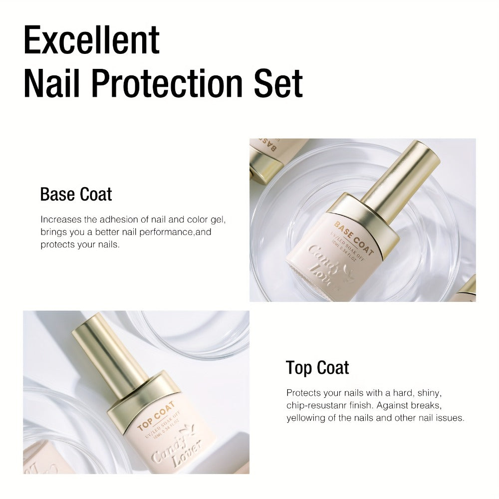 Four-Piece Gel Nail Dehydrator and Primer Kit with Base Coat and Top Coat for Home Manicure Prep