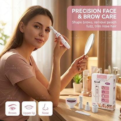 Electric Shaver 4-in-1 Women’s Grooming Kit with USB Charging for Face, Nose, Legs, Underarms and Bikini