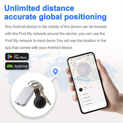 Two-Pack Round Android Find My Device Trackers with Black Key Ring Holders and Replaceable Batteries