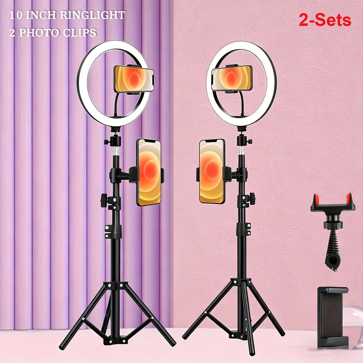 Ring Light 10 Inch with Tripod Stand & 2 Phone Clips – Dimmable LED Selfie Light for TikTok, YouTube, Makeup, Live Streaming, Video Calls, Photography & Home Studio Lighting Kit