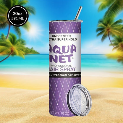 Insulated Tumbler Drinkware by SAXUMOUT, 20oz Stainless Steel Cup with Lid, Straw and Purple Retro Graphic