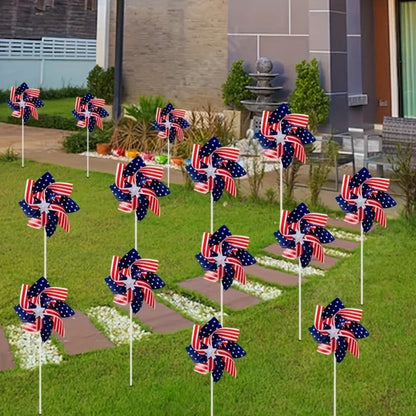 Patriotic Red, White and Blue Pinwheel Decorations with 38 × 21 cm Stakes in 20-, 30- or 40-Piece Packs