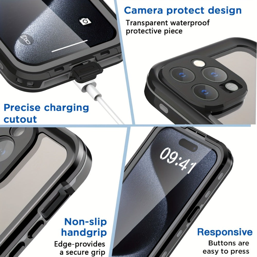 Phone Case Integrated Screen Protector Cover with Magnetic Wireless Charging and Lanyard for iPhone 15–16 Models
