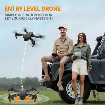 E88 Foldable Drone with Dual Camera – RC Quadcopter 360° Stunt Flip Surround Flight Optical Flow Height Hold 500mAh Battery Beginner to Intermediate Indoor Outdoor Flying Toy Gift for Teens Adults Boys