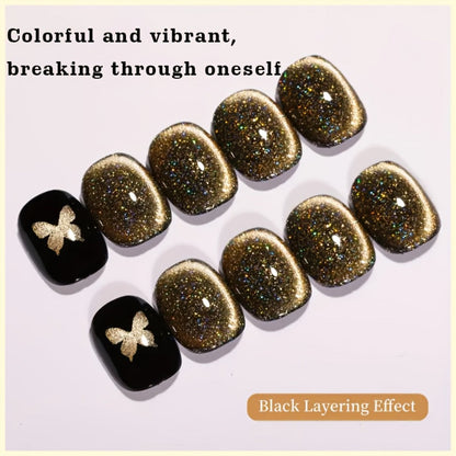 10ml Golden Glitter Cat Eye Gel Polish with Magnetic Color Effect and UV/LED Lamp Curing Label