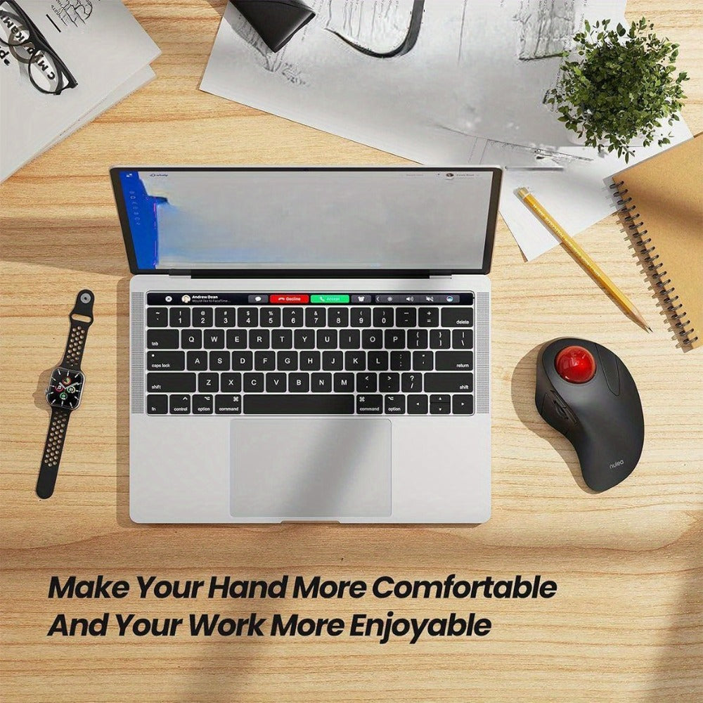 Wireless Ergonomic Trackball Mouse, Rechargeable Bluetooth & 2.4G, 44mm Index Finger Rollerball, 5 DPI Levels, 60-Day Battery, Compatible with PC, Laptop, Mac – Green/Black