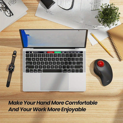 Wireless Ergonomic Trackball Mouse, Rechargeable Bluetooth & 2.4G, 44mm Index Finger Rollerball, 5 DPI Levels, 60-Day Battery, Compatible with PC, Laptop, Mac – Green/Black