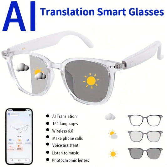 Smart Glasses Translation Eyewear with 160 Listed Languages, Open-Ear Audio and Four Frame Options