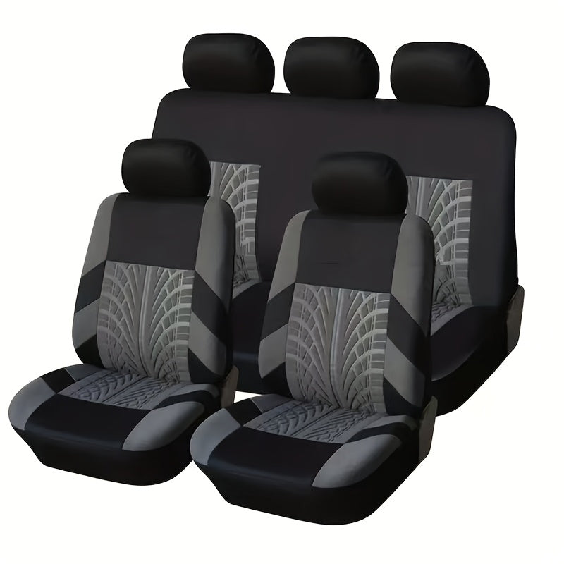 Car Seat Covers 5-Seat Tire-Track Full-Enclosure Design in Breathable Polyester and Eighteen Colors