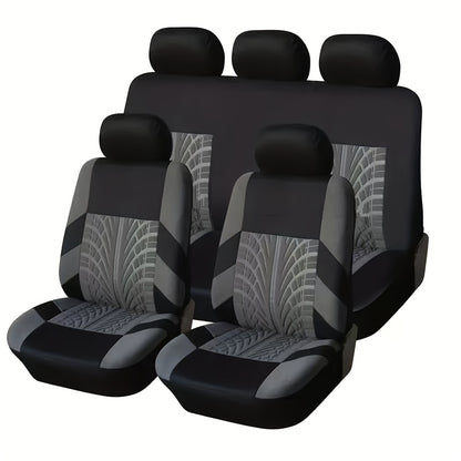 Car Seat Covers 5-Seat Tire-Track Full-Enclosure Design in Breathable Polyester and Eighteen Colors