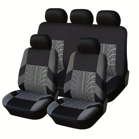 Car Seat Covers 5-Seat Tire-Track Full-Enclosure Design in Breathable Polyester and Eighteen Colors