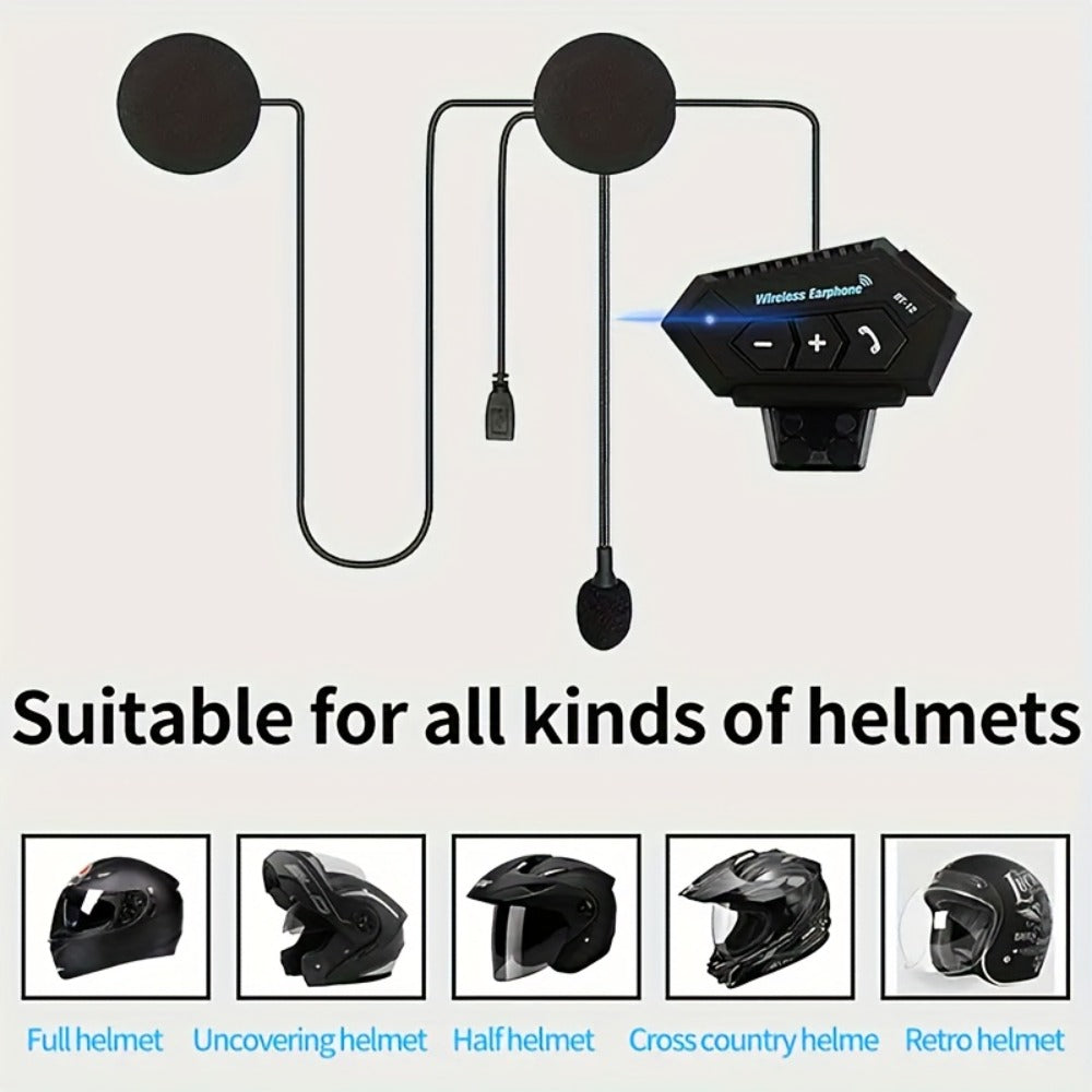 Motorcycle Helmet Bluetooth Headphones Wireless 5.0 – Hi-Fi Stereo, Noise Cancellation, Hands-Free Calls & Music, Easy Helmet Install, RGB Ambient Light Option, Durable Rider Headset