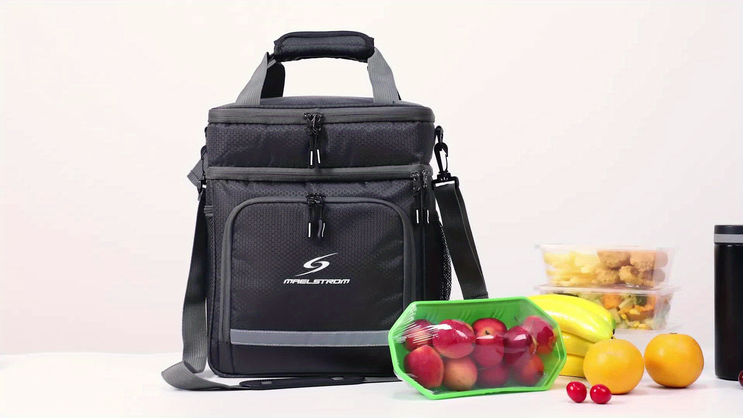 Insulated Lunch Bag for Women Men – Triple Compartment Leakproof Lunch Box with Shoulder Strap, Food-Grade PEVA Lining & 5mm Foam Insulation for Work School