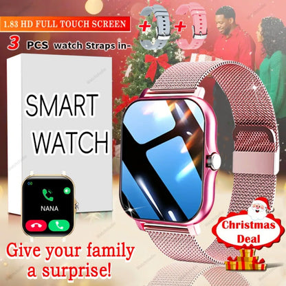 Smartwatch Gift with Metal Strap, Wireless Calling, Music Player and App Alerts in Four Colors