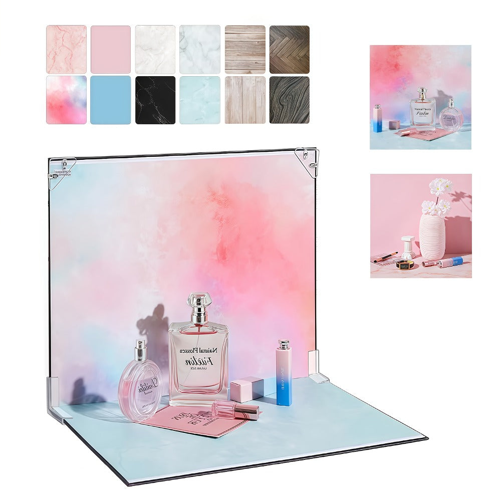 Product Photography Backdrop Paper 6pcs Reversible 12 Designs 16x11.5 Inch Background Sheets for Food Jewelry Cosmetic Flatlay Social Media Content Creation