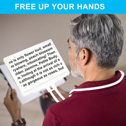 Hands-Free Magnifier with Light – 43 LED Full Page Lighted Magnifier for Reading, Flexible Gooseneck Stand, Battery Powered Magnifying Glass for Seniors & Low Vision