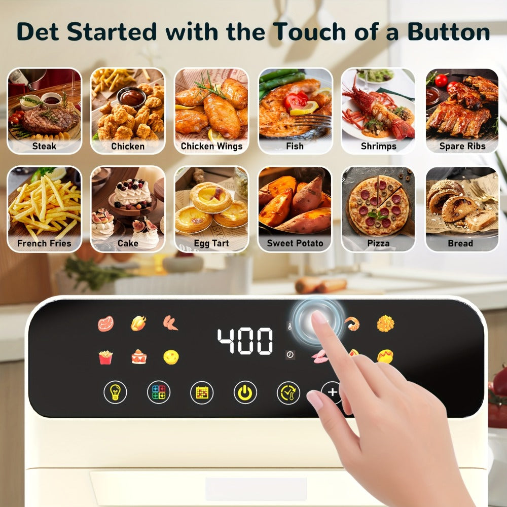 12-Quart Countertop Air Fryer Oven with Viewing Window, Interior Light and White or Black Finish
