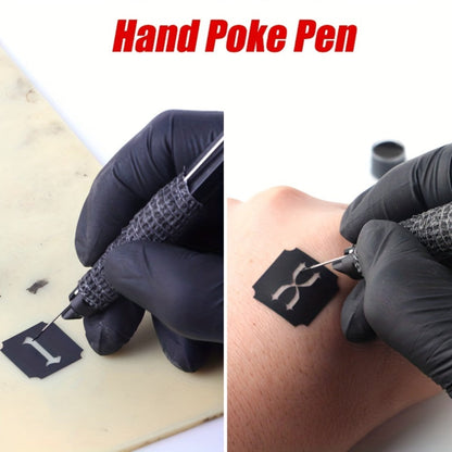 Manual Hand-Poke Tattoo Kit A02-3 with 14.3cm Pen Holder, Five Needles, Two Bottles and Transfer Accessories