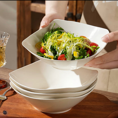 White Bowl and Plate Set in 4-, 8- or 16-Piece Configurations for Picnics, Parties and Everyday Serving