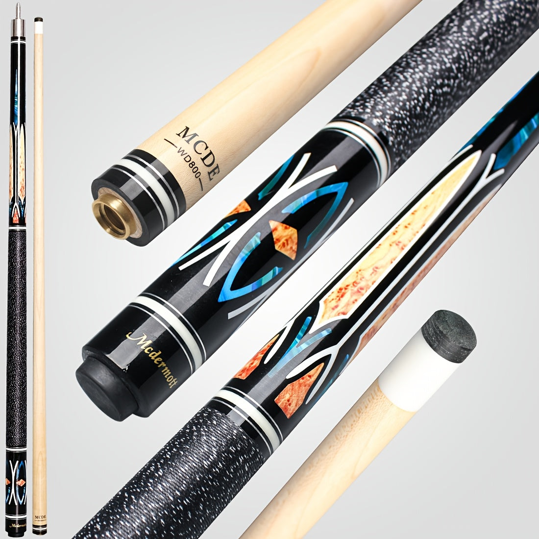 58-Inch Canadian Maple Pool Cue with 12.5mm Tip, Quick-Release Joint and Five Z-Series Graphics