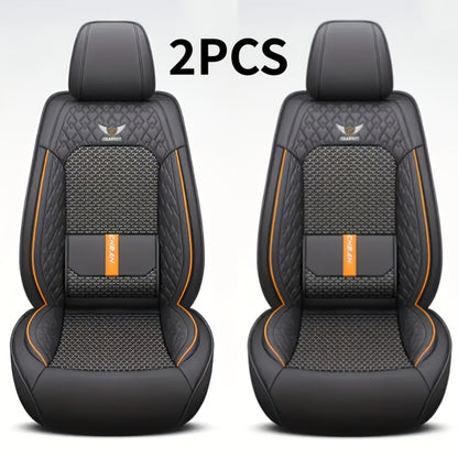 Car Seat Covers 3D Diamond-Embroidered Faux Leather with Two-Front or Five-Seat Set Options
