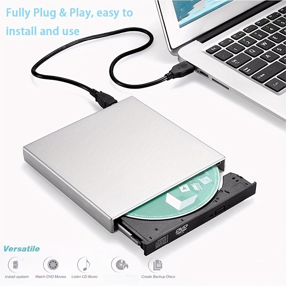 USB External DVD Drive with Storage Bag - Portable CD DVD-ROM CD-RW DVD-RW Burner Recorder Player for Laptop Desktop PC, Plug and Play, No Driver Needed, USB 2.0 High Speed