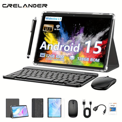 Android Tablet CRELANDER W30 with Android 15, 128GB Internal Storage and Keyboard Mouse Stylus Bundle