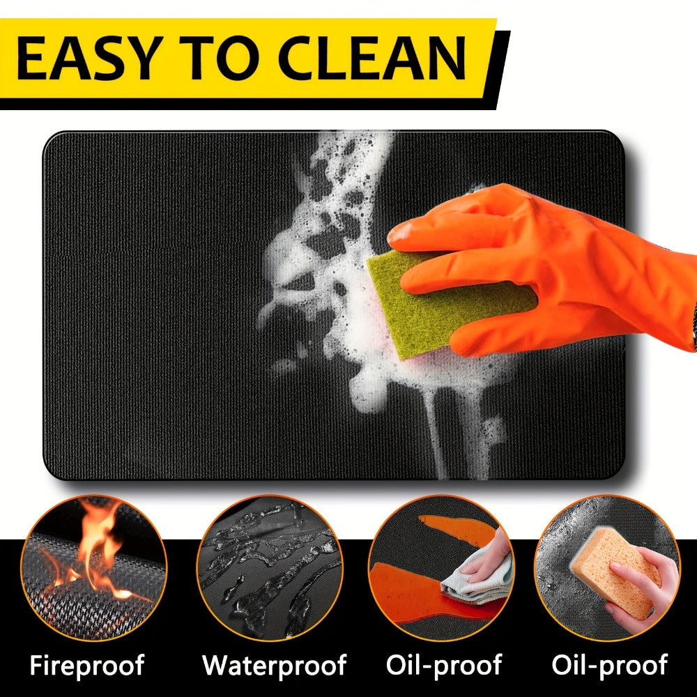 Grill Mat Fire Resistant BBQ Pad, Oversized Under Grill Mat 2000°F Heat Resistant, Oil-Resistant Deck Protector for Outdoor Grilling